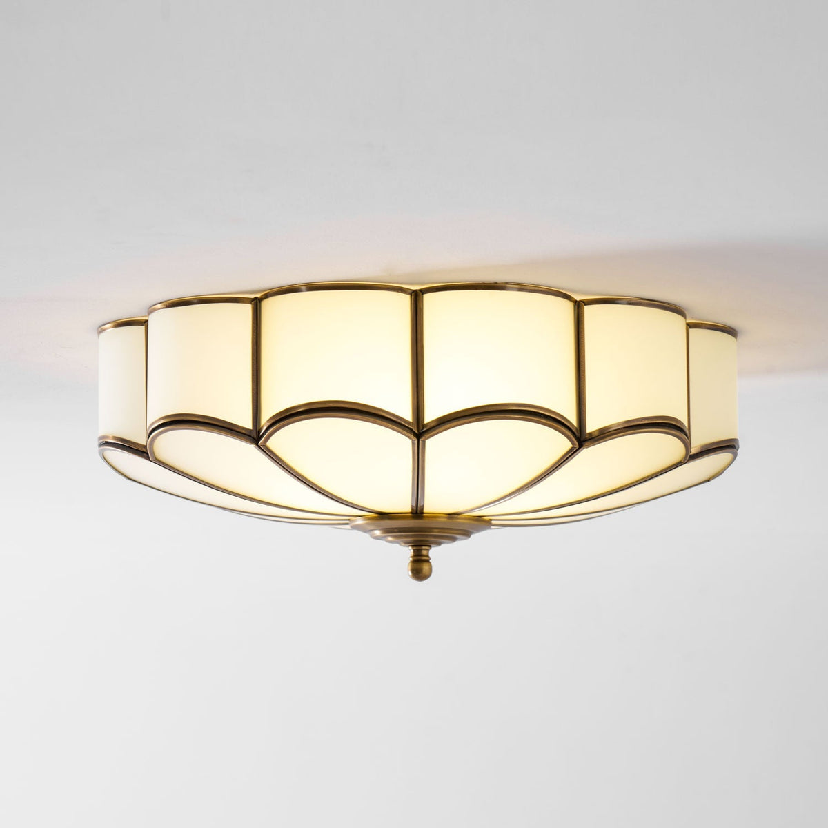 Flower shape frosted glass ceiling light with brass frame Moktan Sabai for ambient glow on Tampa Home & Garden Store