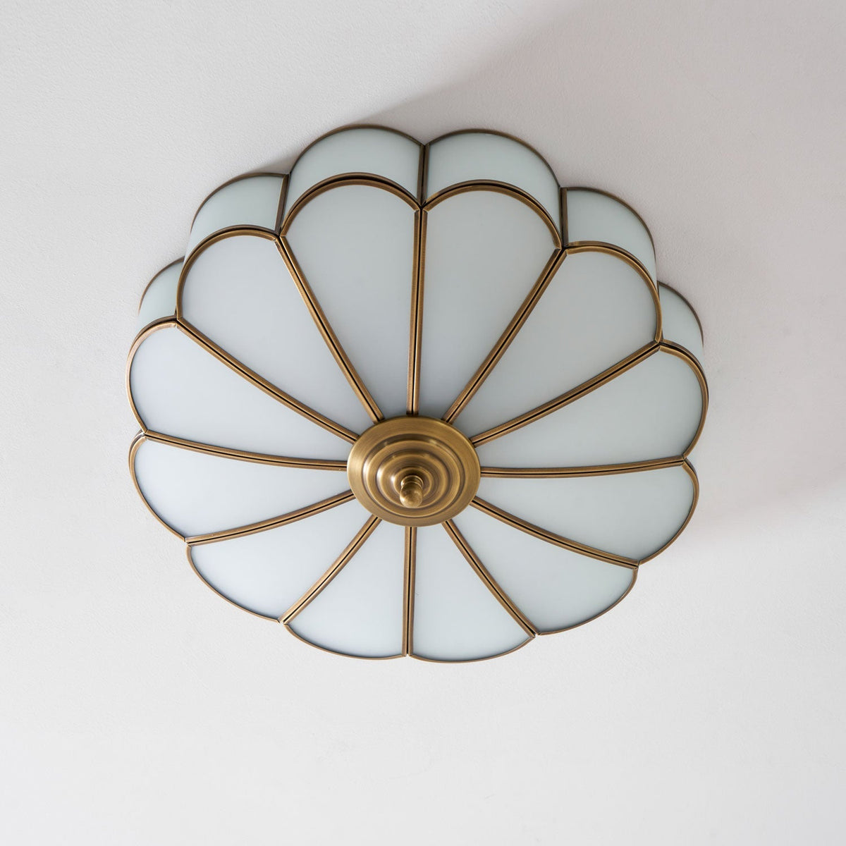 Flower shape frosted glass ceiling light with brass frame by Moktan Sabai on Tampa Home & Garden Store