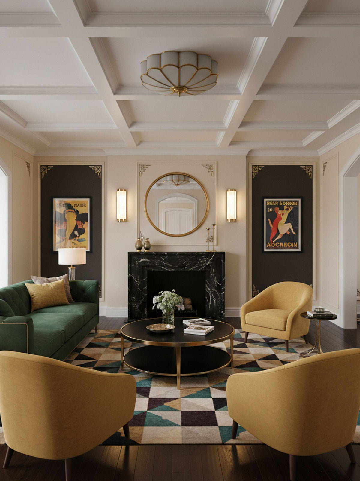Flower-shaped frosted glass ceiling light with brass frame for soft ambient glow on Tampa Home & Garden Store