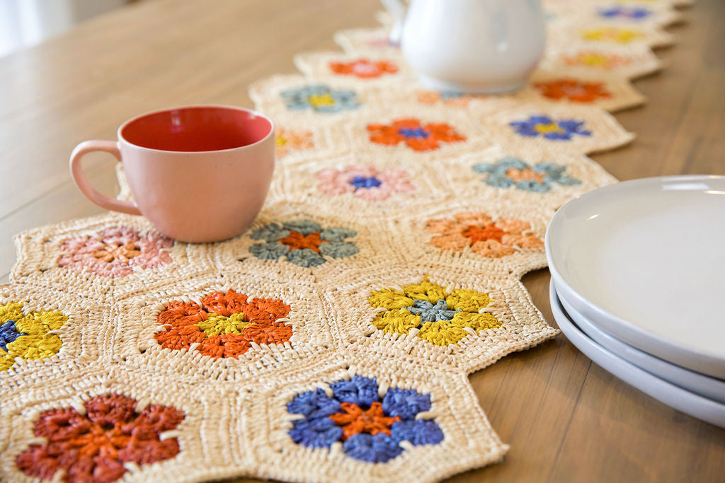 Flower Table Runner, Multicolor Raffia Tabletop - Tampa Home & Garden Store