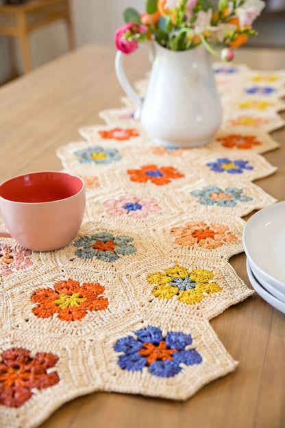 Flower Table Runner, Multicolor Raffia Tabletop - Tampa Home & Garden Store