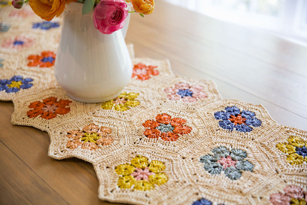 Flower Table Runner, Multicolor Raffia Tabletop - Tampa Home & Garden Store
