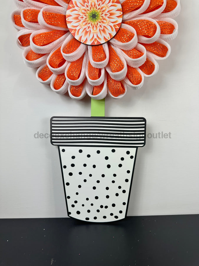 Flower Wreath Attachment, Flower Pot wood sign, DECOE-W-90029, 19" Door Hanger - Tampa Home & Garden Store