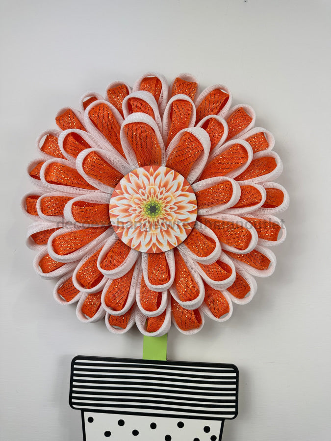 Flower Wreath Attachment, Flower Pot wood sign, DECOE-W-90029, 19" Door Hanger - Tampa Home & Garden Store