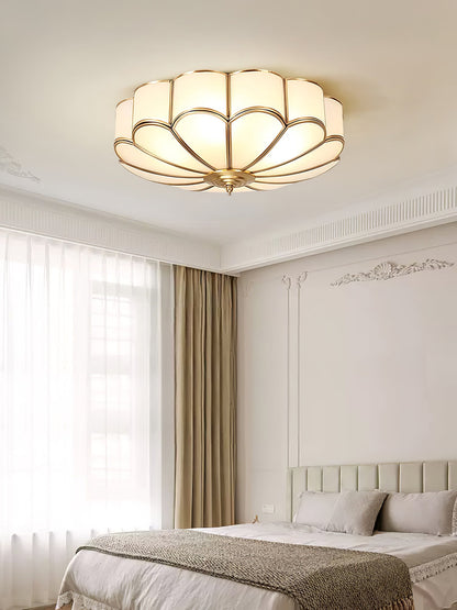 Flower shape frosted glass ceiling light with brass frame on Tampa Home & Garden Store