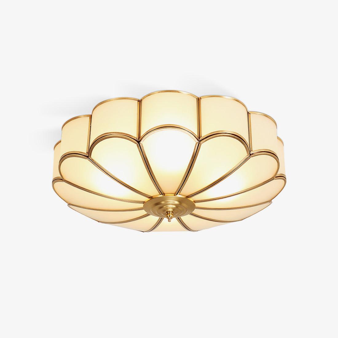 Flower shape frosted glass ceiling light with brass frame by Moktan Sabai for ambient glow on Tampa Home & Garden Store