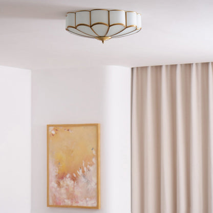 Flower Shape Frosted Glass Ceiling Light with Brass Frame by Moktan Sabai for ambient glow on Tampa Home & Garden Store