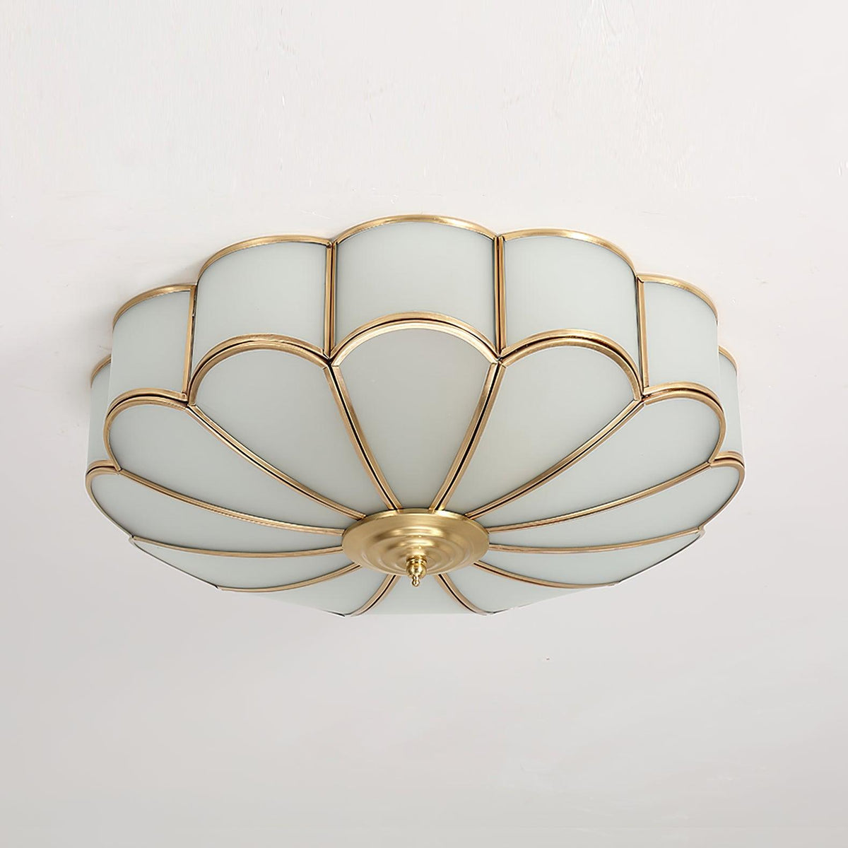 Flower Shape Frosted Glass Ceiling Light with Brass Frame Moktan Sabai, glass petals on Tampa Home & Garden Store