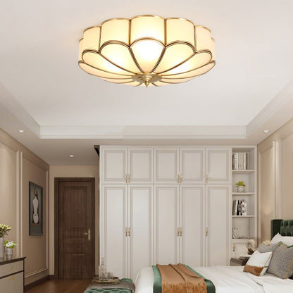 Flower shape frosted glass ceiling light with brass frame Moktan Sabai ambient fixture on Tampa Home & Garden Store