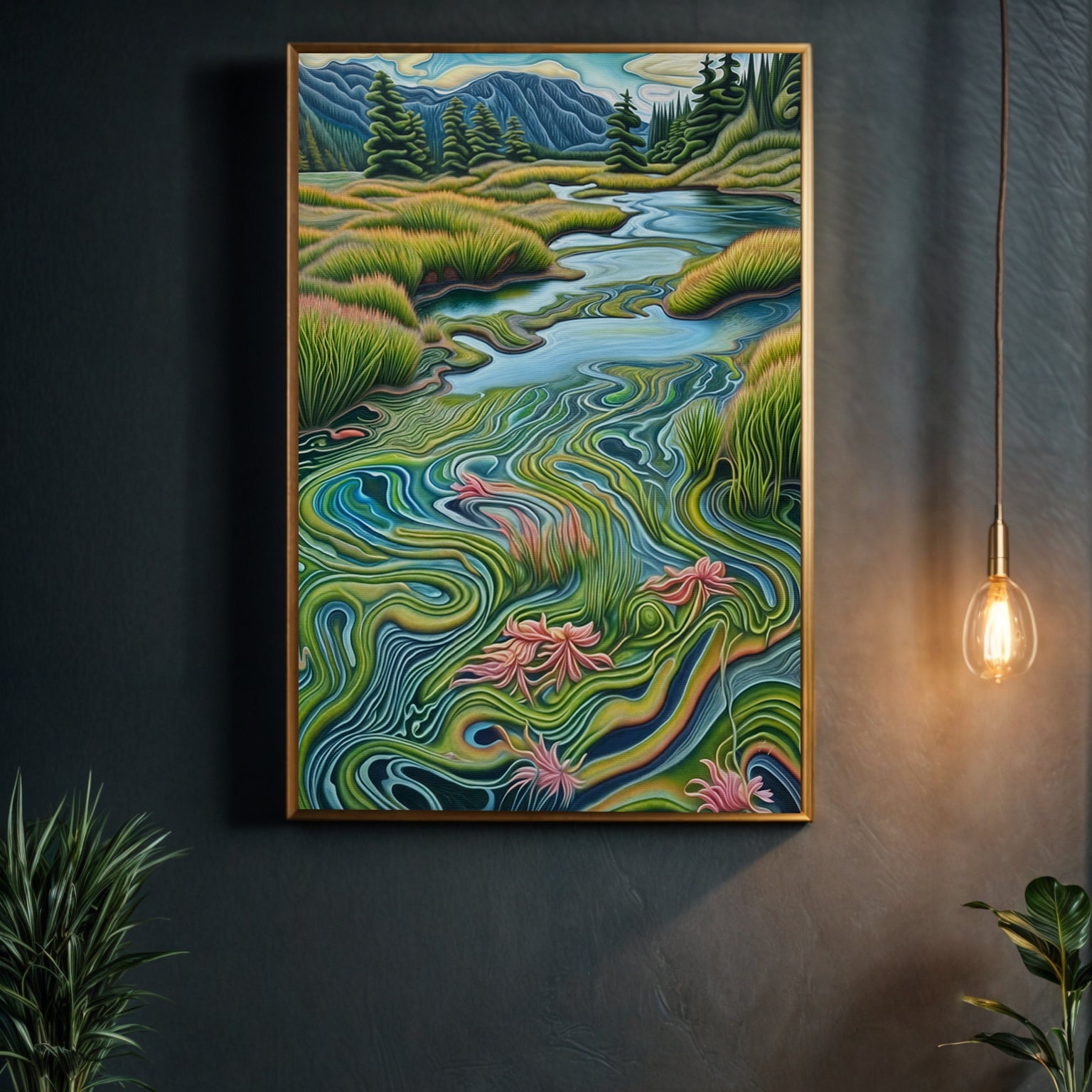 Canvas Print Flowing Serenity by Tailored Canvases, vibrant landscape on wood frame on Tampa Home & Garden Store