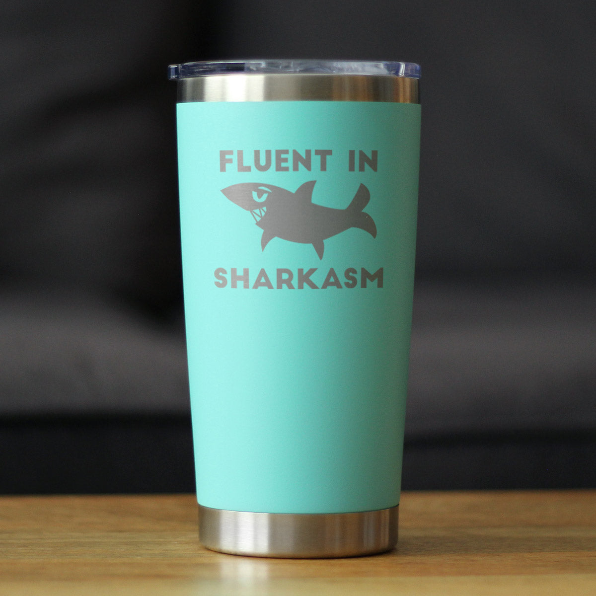 Fluent in Sharkasm - Shark Insulated Coffee Tumbler Cup with Sliding Lid - Stainless Steel Insulated Mug - Funny Cute Shark Decor Gifts - Tampa soil911.com