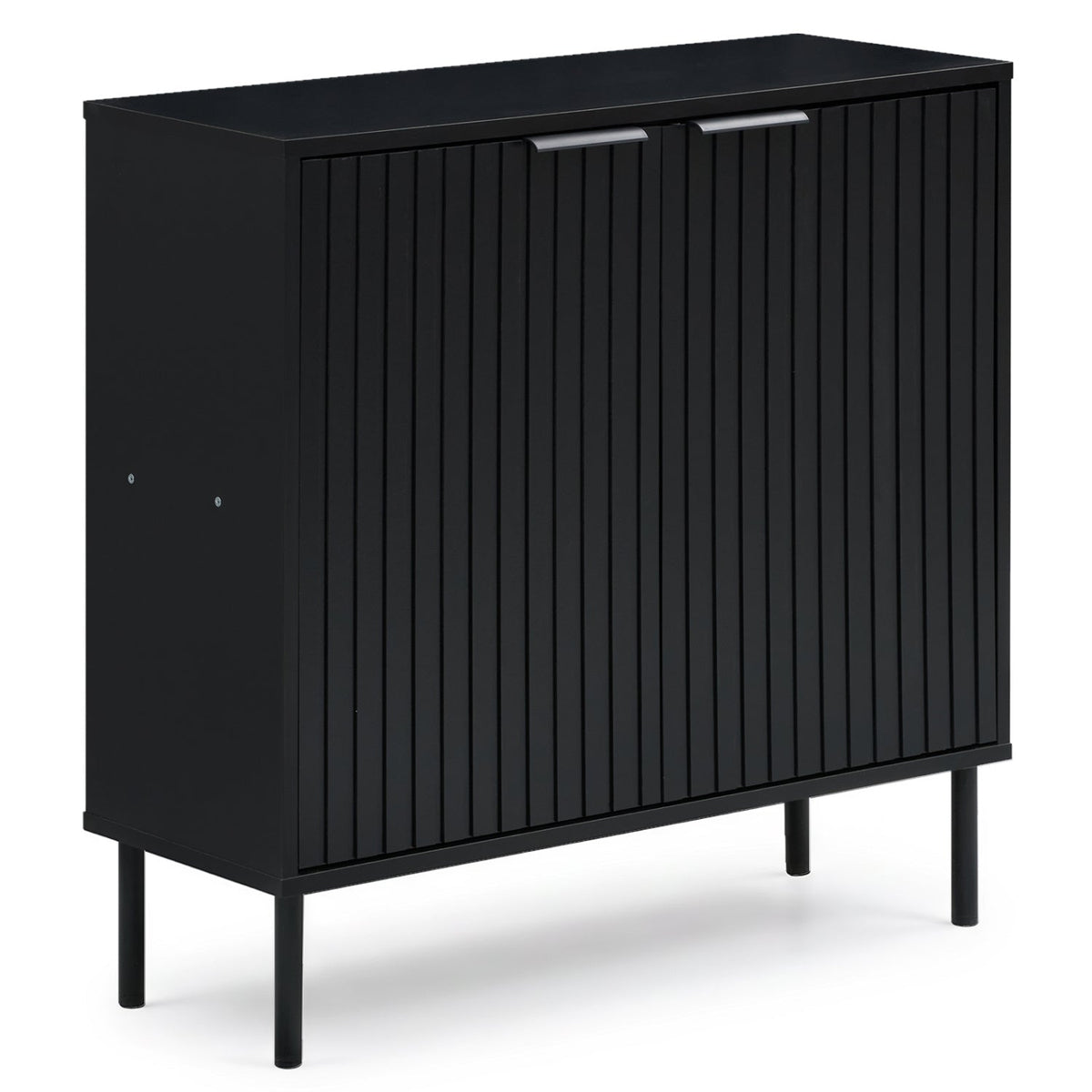 Fluted buffet cabinet DirectDeals in black with 2-door storage and metal handles on Tampa Home & Garden Store