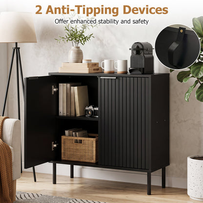DirectDeals Fluted Buffet Cabinet black finish with 2 doors and open shelf on Tampa Home & Garden Store