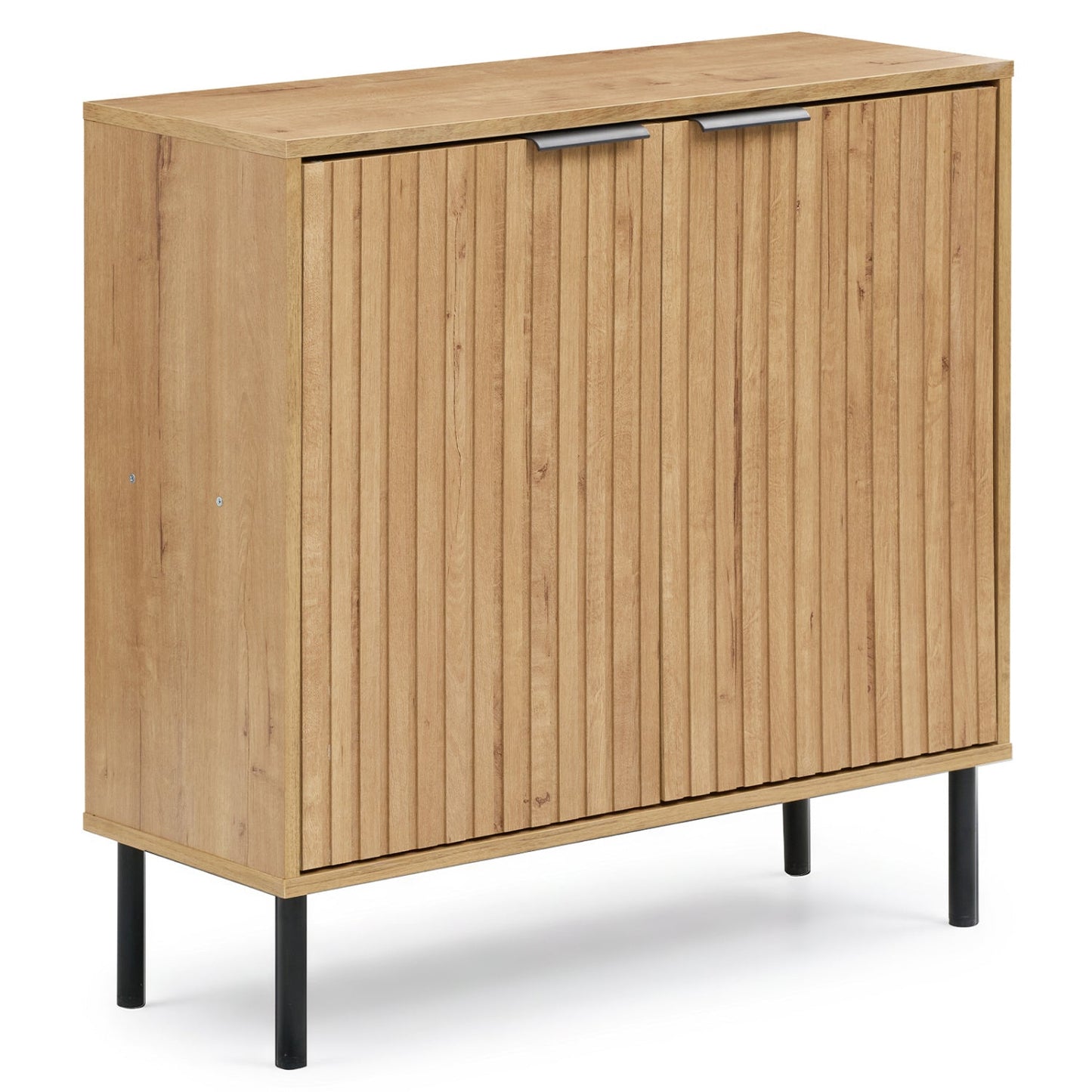 Fluted buffet cabinet with 2-door storage, oak finish, DirectDeals, metal handles on Tampa Home & Garden Store