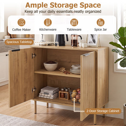Fluted Buffet Cabinet with 2-Door Storage in natural wood by DirectDeals on Tampa Home & Garden Store