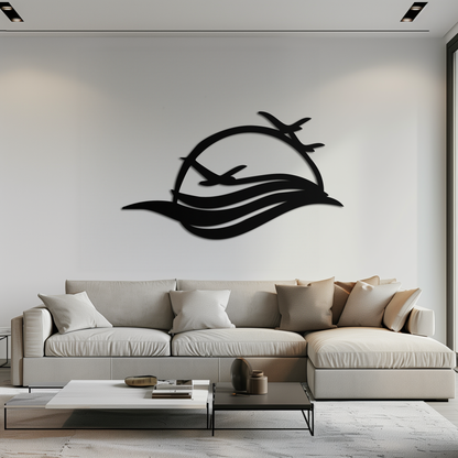 Flying Birds Over Sunset Metal Wall Art – Modern Nature-Inspired Silhouette Decor - KAF644 - Tampa Home & Garden Store