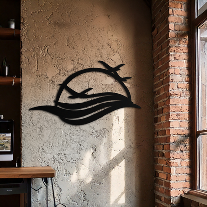 Flying Birds Over Sunset Metal Wall Art – Modern Nature-Inspired Silhouette Decor - KAF644 - Tampa Home & Garden Store