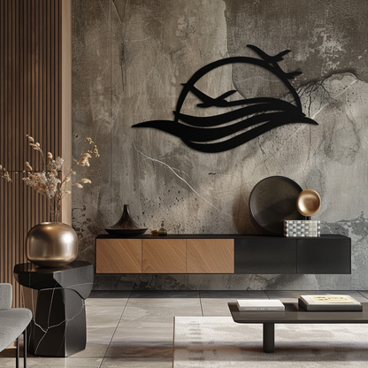 Flying Birds Over Sunset Metal Wall Art – Modern Nature-Inspired Silhouette Decor - KAF644 - Tampa Home & Garden Store