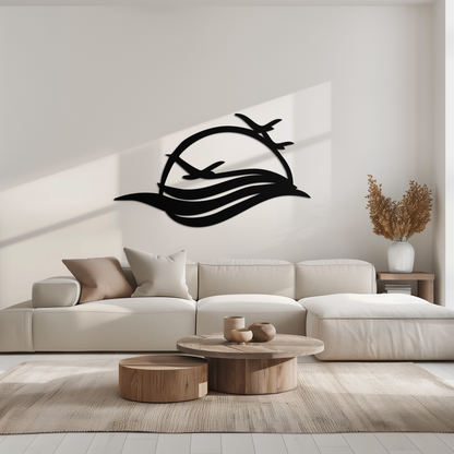 Flying Birds Over Sunset Metal Wall Art – Modern Nature-Inspired Silhouette Decor - KAF644 - Tampa Home & Garden Store