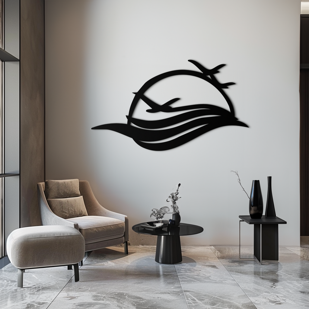 Flying Birds Over Sunset Metal Wall Art – Modern Nature-Inspired Silhouette Decor - KAF644 - Tampa Home & Garden Store