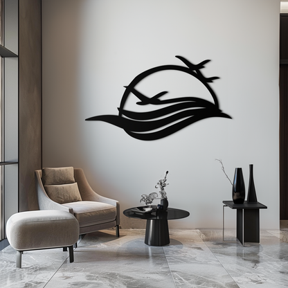 Flying Birds Over Sunset Metal Wall Art – Modern Nature-Inspired Silhouette Decor - KAF644 - Tampa Home & Garden Store