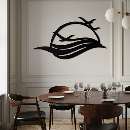 Flying Birds Over Sunset Metal Wall Art – Modern Nature-Inspired Silhouette Decor - KAF644 - Tampa Home & Garden Store
