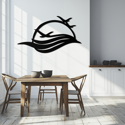 Flying Birds Over Sunset Metal Wall Art – Modern Nature-Inspired Silhouette Decor - KAF644 - Tampa Home & Garden Store