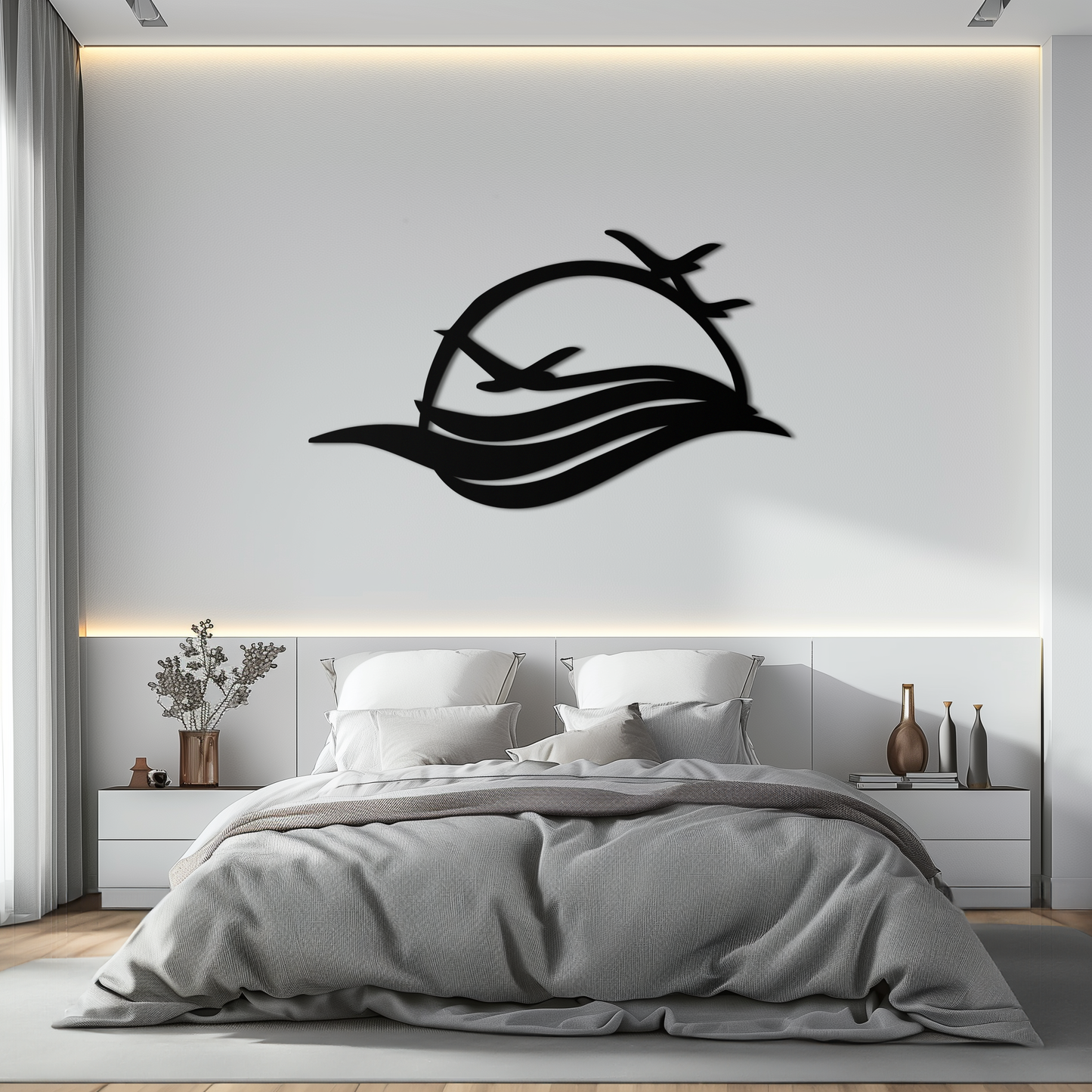 Flying Birds Over Sunset Metal Wall Art – Modern Nature-Inspired Silhouette Decor - KAF644 - Tampa Home & Garden Store