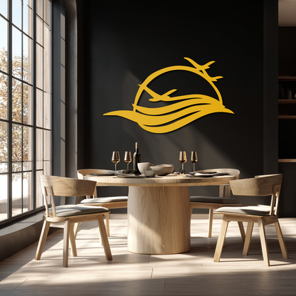 Flying Birds Over Sunset Metal Wall Art – Modern Nature-Inspired Silhouette Decor - KAF644 - Tampa Home & Garden Store