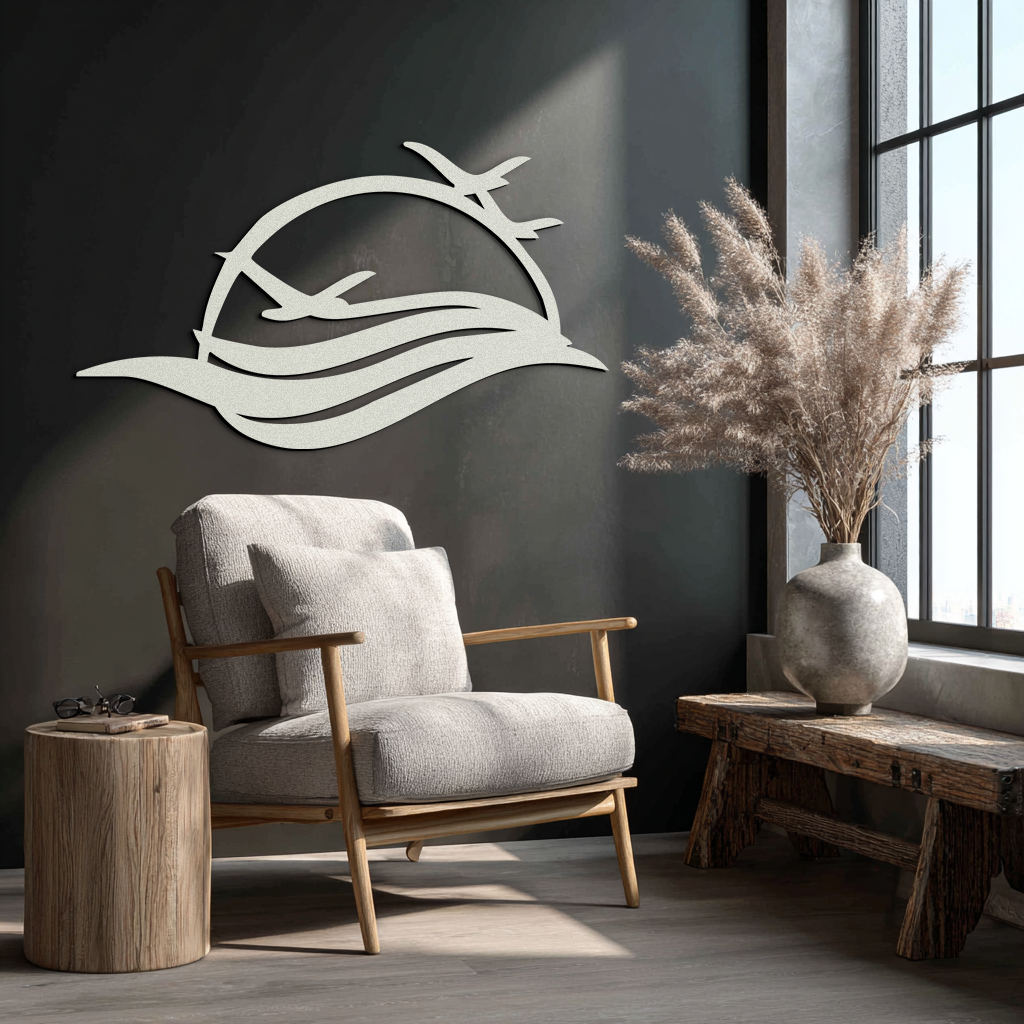 Flying Birds Over Sunset Metal Wall Art – Modern Nature-Inspired Silhouette Decor - KAF644 - Tampa Home & Garden Store