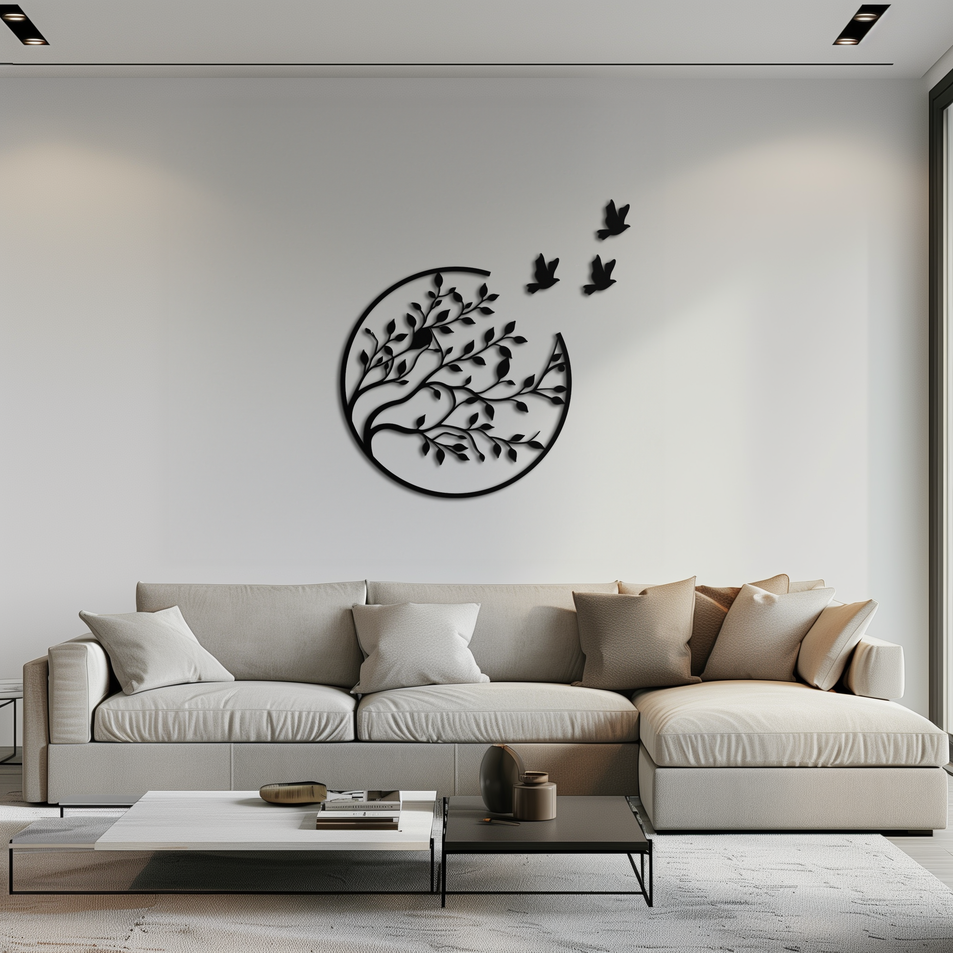 Flying Birds from Branch Metal Wall Art – Nature-Inspired Silhouette Steel Decor for Elegant Interiors- KAF343 - Tampa Home & Garden Store