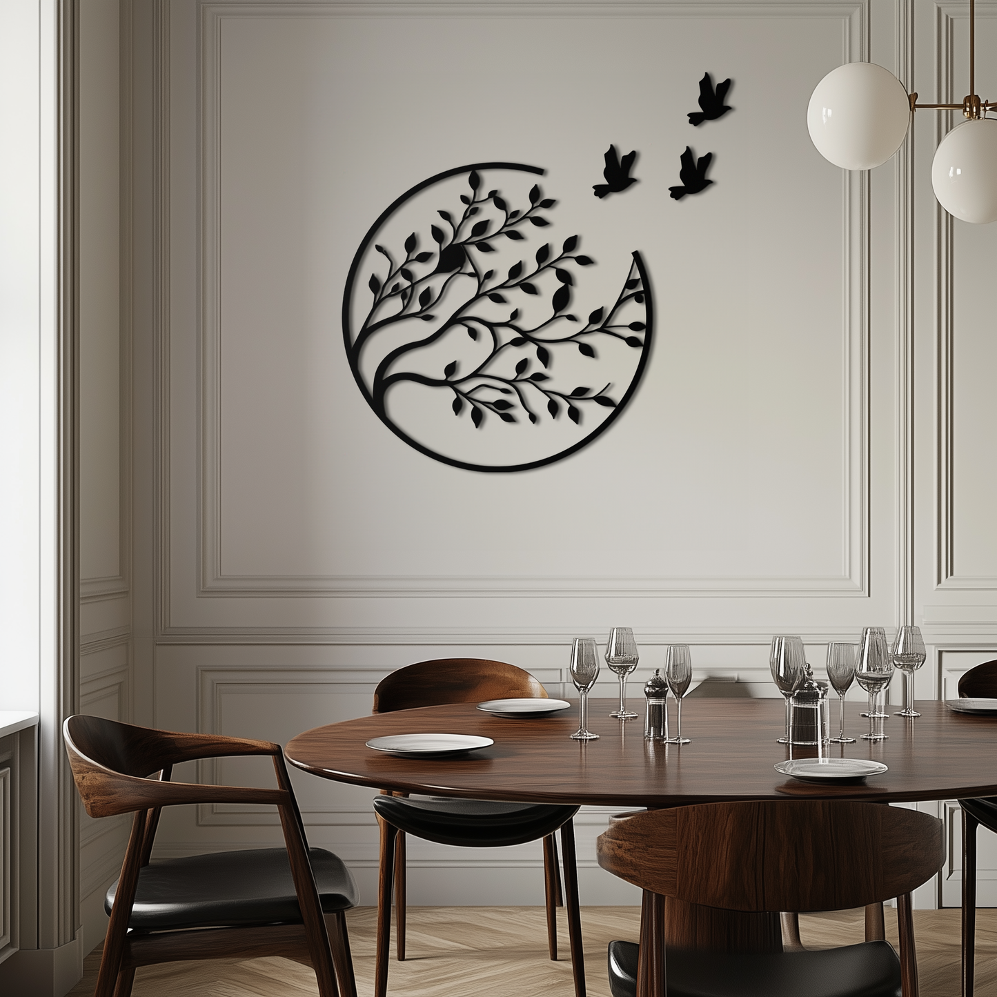 Flying Birds from Branch Metal Wall Art – Nature-Inspired Silhouette Steel Decor for Elegant Interiors- KAF343 - Tampa Home & Garden Store