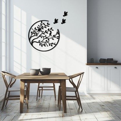 Flying Birds from Branch Metal Wall Art – Nature-Inspired Silhouette Steel Decor for Elegant Interiors- KAF343 - Tampa Home & Garden Store