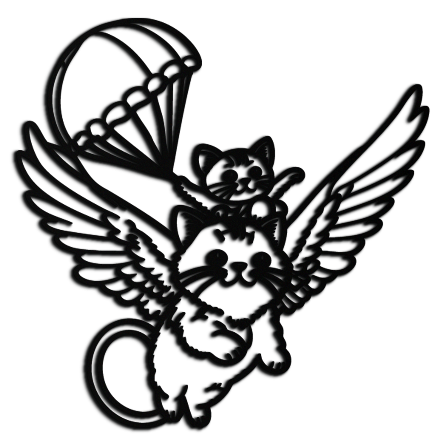Flying Cats with Parachute Metal Wall Art – Adorable Winged Cat & Kitten Steel Decor for Kids Room and Nursery- KAF413 - Tampa Home & Garden Store