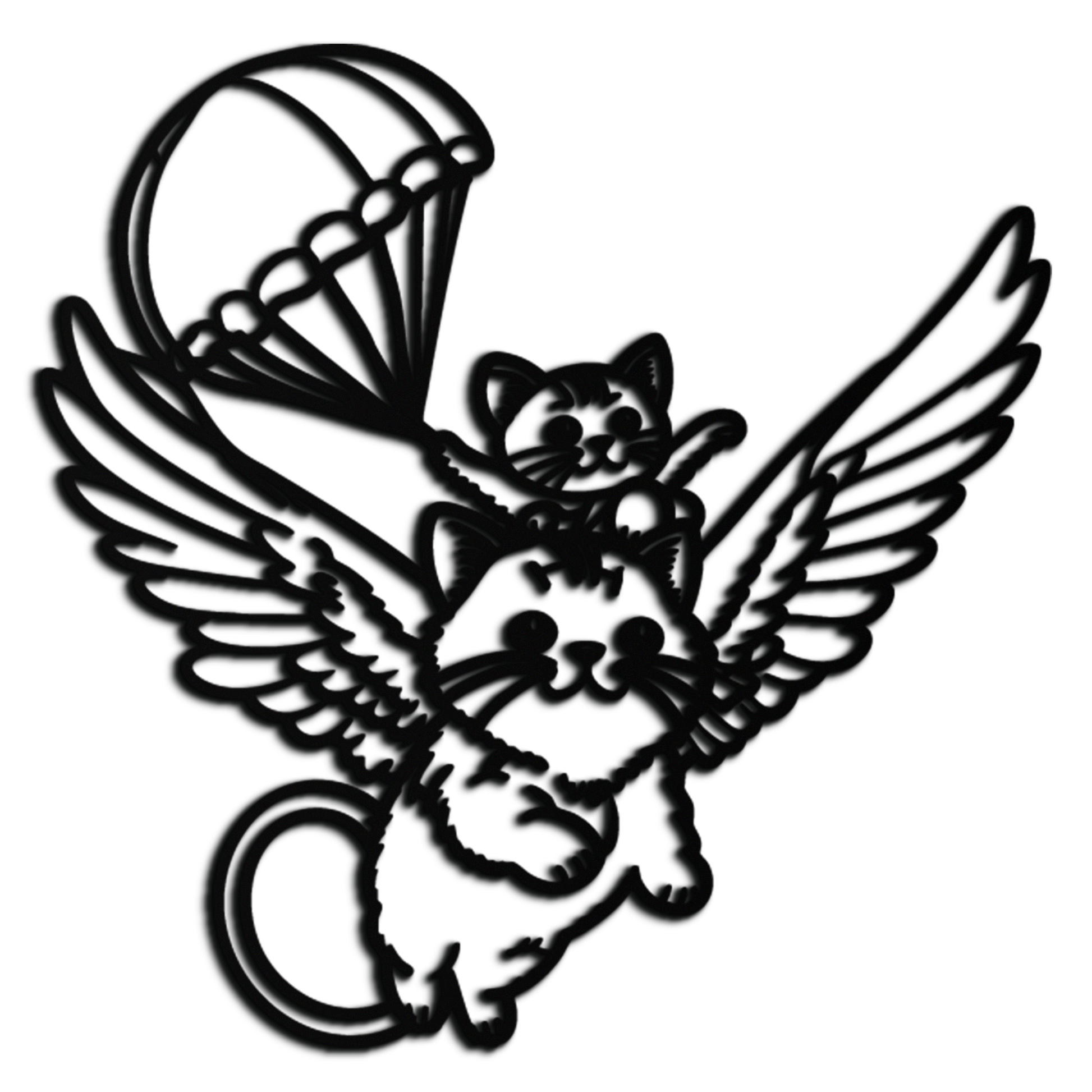 Flying Cats with Parachute Metal Wall Art – Adorable Winged Cat & Kitten Steel Decor for Kids Room and Nursery- KAF413 - Tampa Home & Garden Store