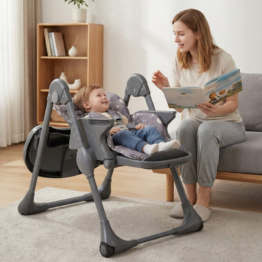 Folable High Chair with Detachable Cushion and High Chair for Babies and Toddlers-Gray - Tampa Home & Garden Store