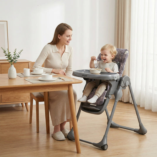 Folable High Chair with Detachable Cushion and High Chair for Babies and Toddlers-Gray - Tampa Home & Garden Store