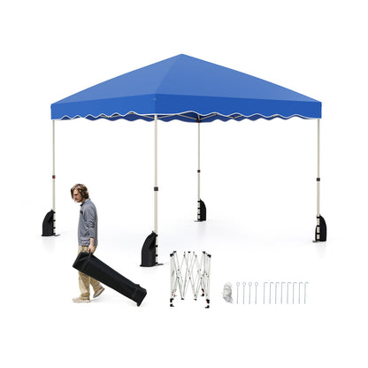 Foldable 10 X 10 Feet Pop up Canopy Tent with Wheeled Bag-Blue - Tampa Home & Garden Store