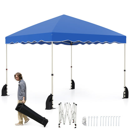 Foldable 10 X 10 Feet Pop up Canopy Tent with Wheeled Bag-Blue - Tampa Home & Garden Store
