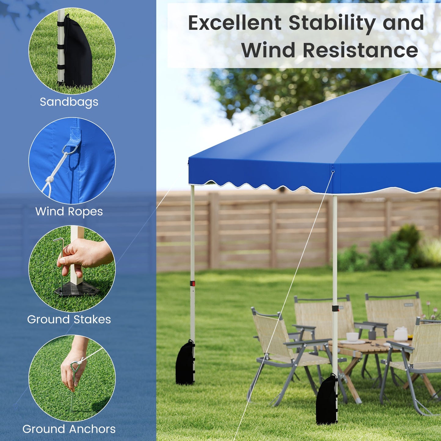 Foldable 10 X 10 Feet Pop up Canopy Tent with Wheeled Bag-Blue - Tampa Home & Garden Store