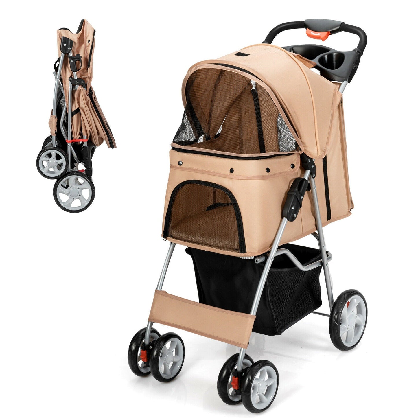 Foldable Pet Stroller 4-Wheel Travel Carrier - Tampa Home & Garden Store