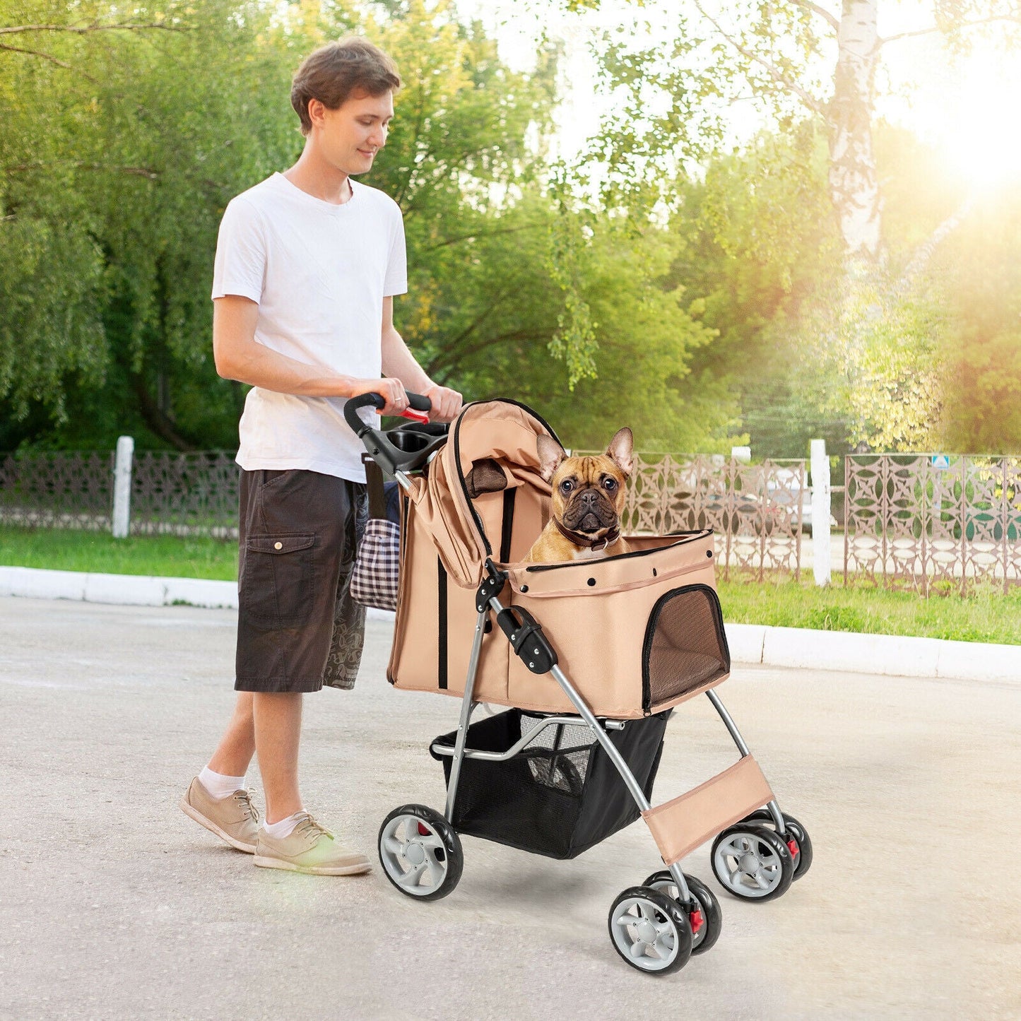Foldable Pet Stroller 4-Wheel Travel Carrier - Tampa Home & Garden Store