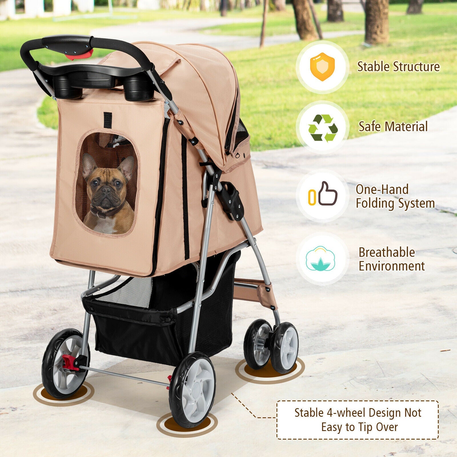 Foldable Pet Stroller 4-Wheel Travel Carrier - Tampa Home & Garden Store