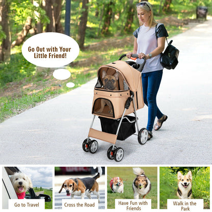 Foldable Pet Stroller 4-Wheel Travel Carrier - Tampa Home & Garden Store