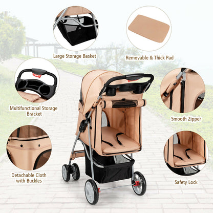 Foldable Pet Stroller 4-Wheel Travel Carrier - Tampa Home & Garden Store