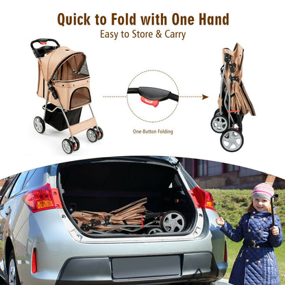 Foldable Pet Stroller 4-Wheel Travel Carrier - Tampa Home & Garden Store
