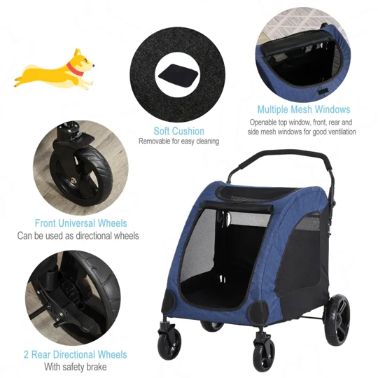Foldable Pet Stroller with Storage Pocket - Tampa Home & Garden Store