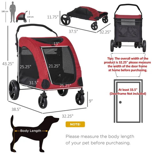 Foldable Pet Stroller with Storage Pocket - Tampa Home & Garden Store
