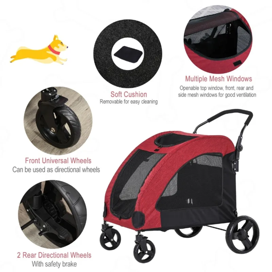 Foldable Pet Stroller with Storage Pocket - Tampa Home & Garden Store