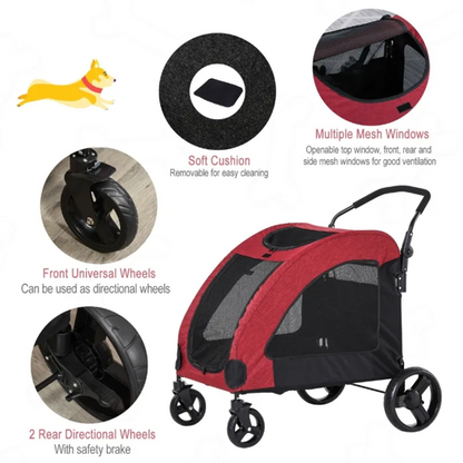 Foldable Pet Stroller with Storage Pocket - Tampa Home & Garden Store